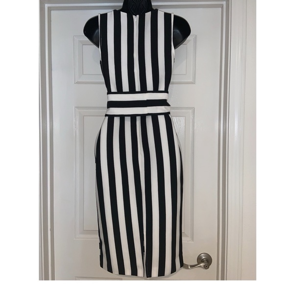 RAYA ‼️SALE‼️ B & W striped Bandage Midi dress—NWOT - Picture 6 of 10